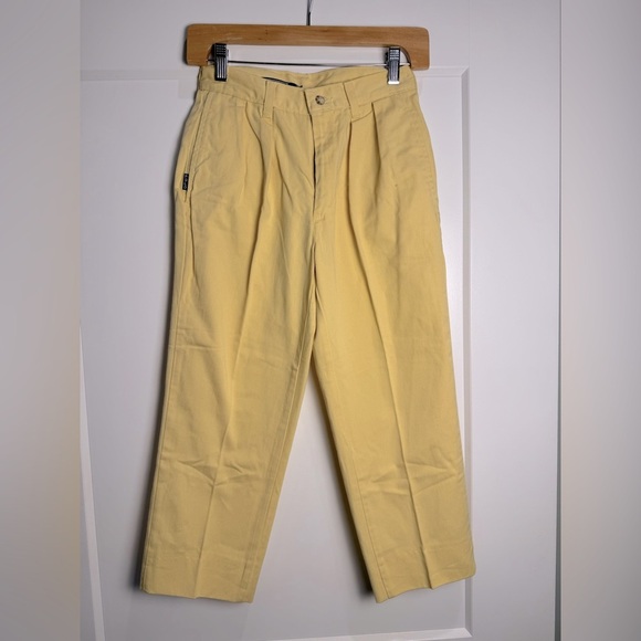 Ralph Lauren Yellow Chino pleated Pants Classic Cotton - Picture 1 of 7